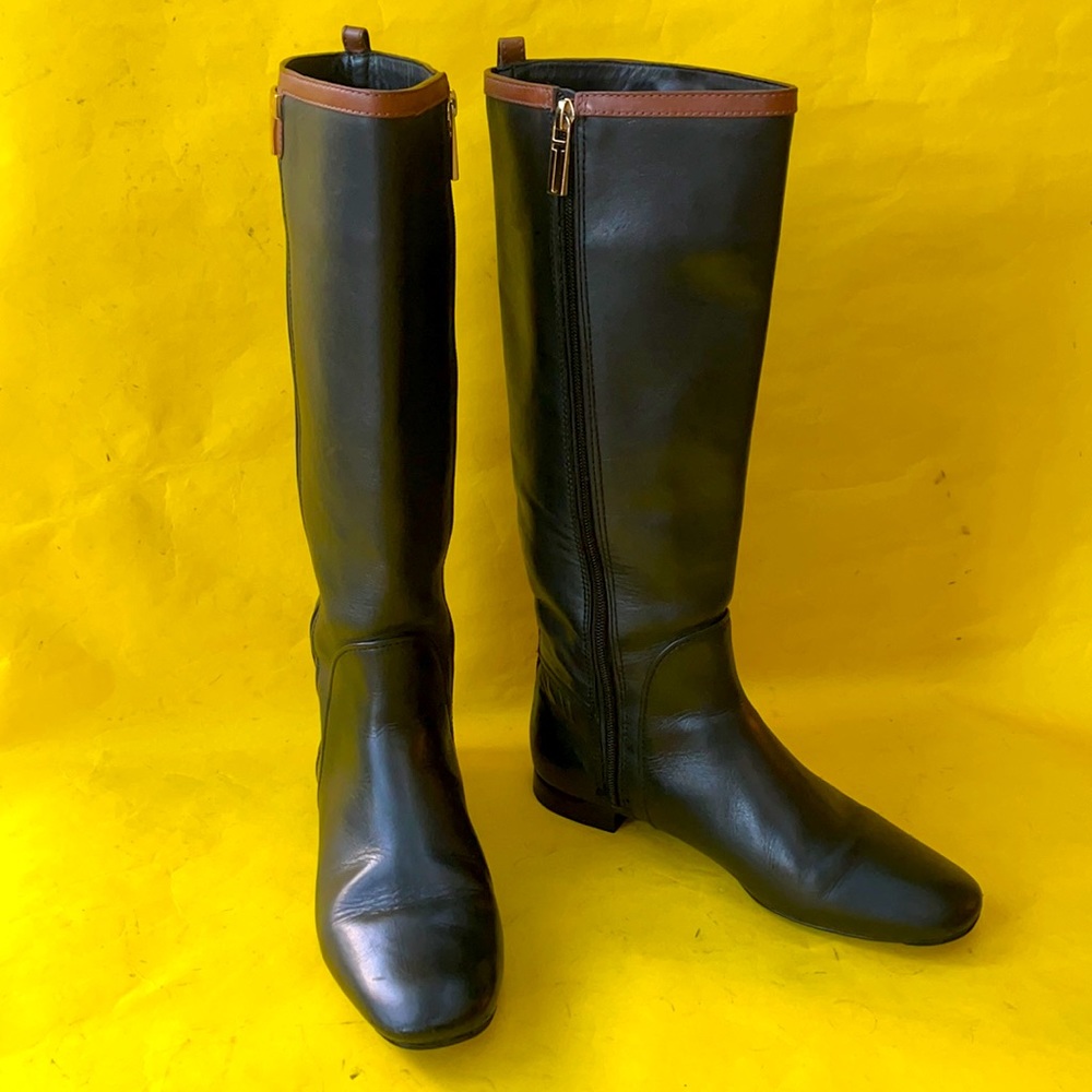 Black/brown Tory Burch leather riding boots - Picture 6 of 15